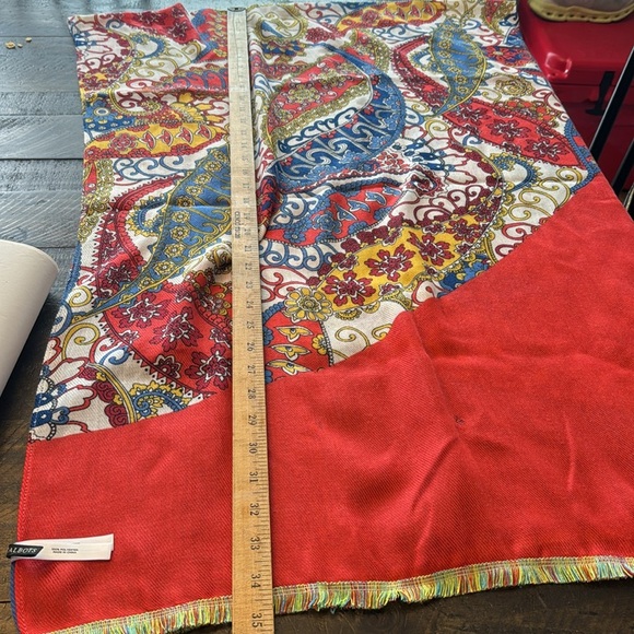 Talbots Women's Shaw wrap scarf multi color blue red - Picture 5 of 6